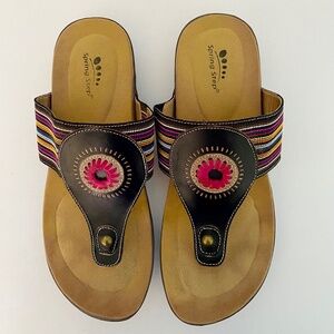 SPRING STEP Sandals Yasmin flip flop black pink Leather Size US 10 EU 41